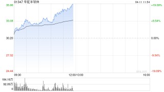 芯片股午前涨幅扩大 华虹半导体涨超17%宏光半导体涨超10%