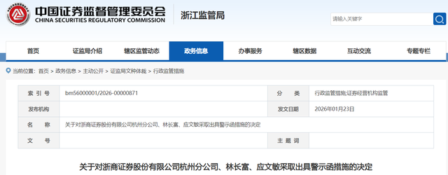 因对子公司合规管理不到位等问题，浙商证券年内再被监管点名  第2张